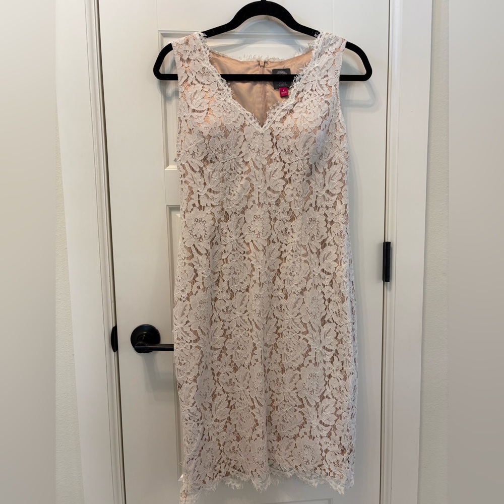 Vince Camuto Cream Floral Lace Midi Dress